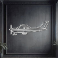177A neon aircraft wall art, laser-cut 2 mm steel with matte powder coat and elegant floating 3D effect