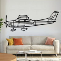 Cessna 182 Skylane light aircraft silhouette — laser-cut matte black steel wall art with floating 3D effect