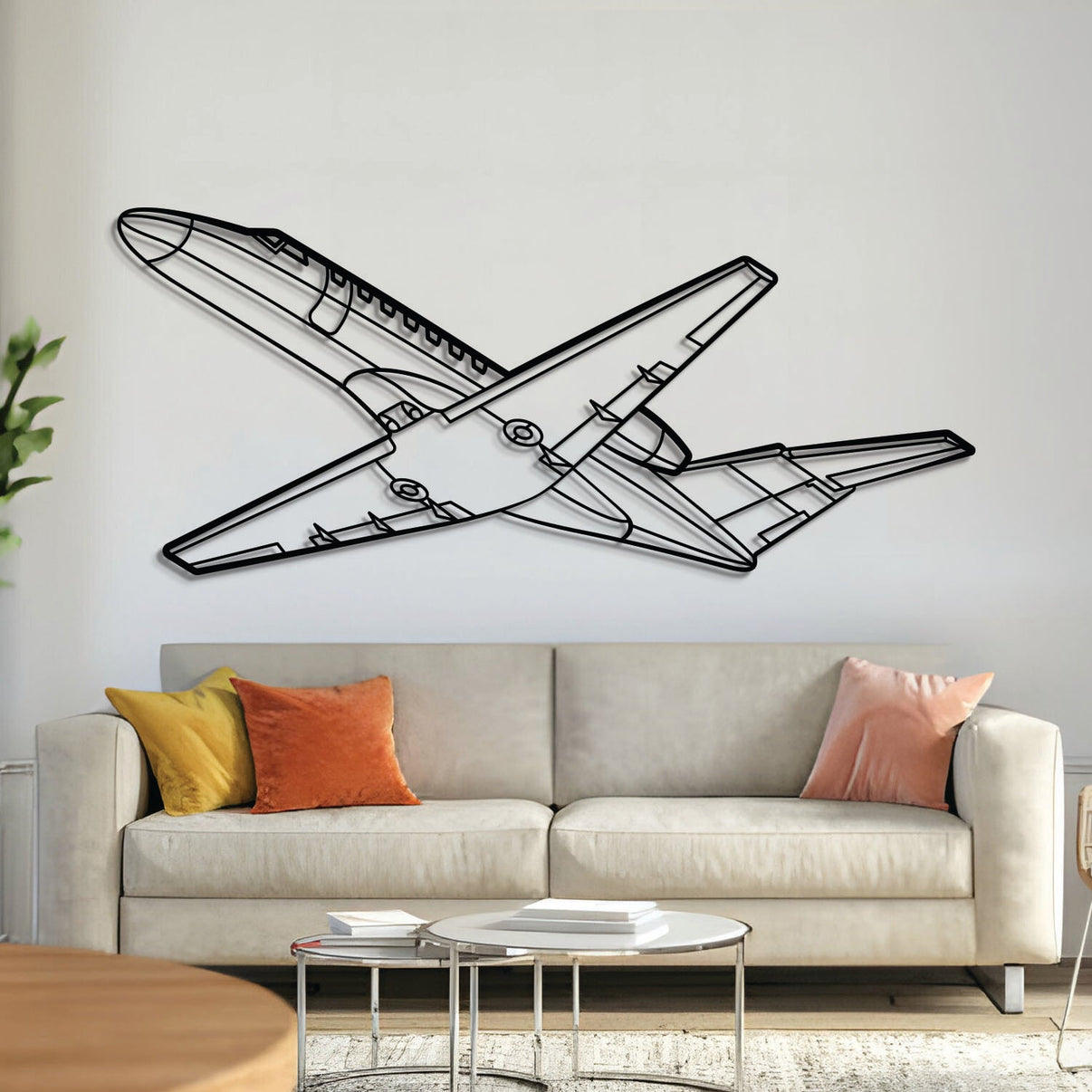 Laser-cut matte steel Cessna Citation CJ3 angled silhouette wall art
