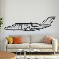 Matte-finish laser-cut Cessna Citation M2 angled silhouette metal wall art