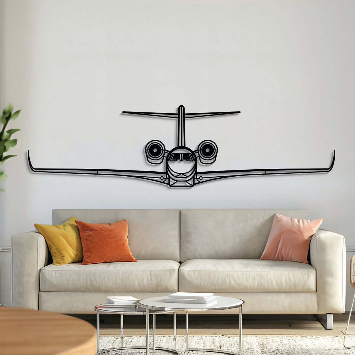 Cessna Citation X business jet front silhouette – laser-cut 2 mm steel, textured matte powder-coat finish, ready to hang