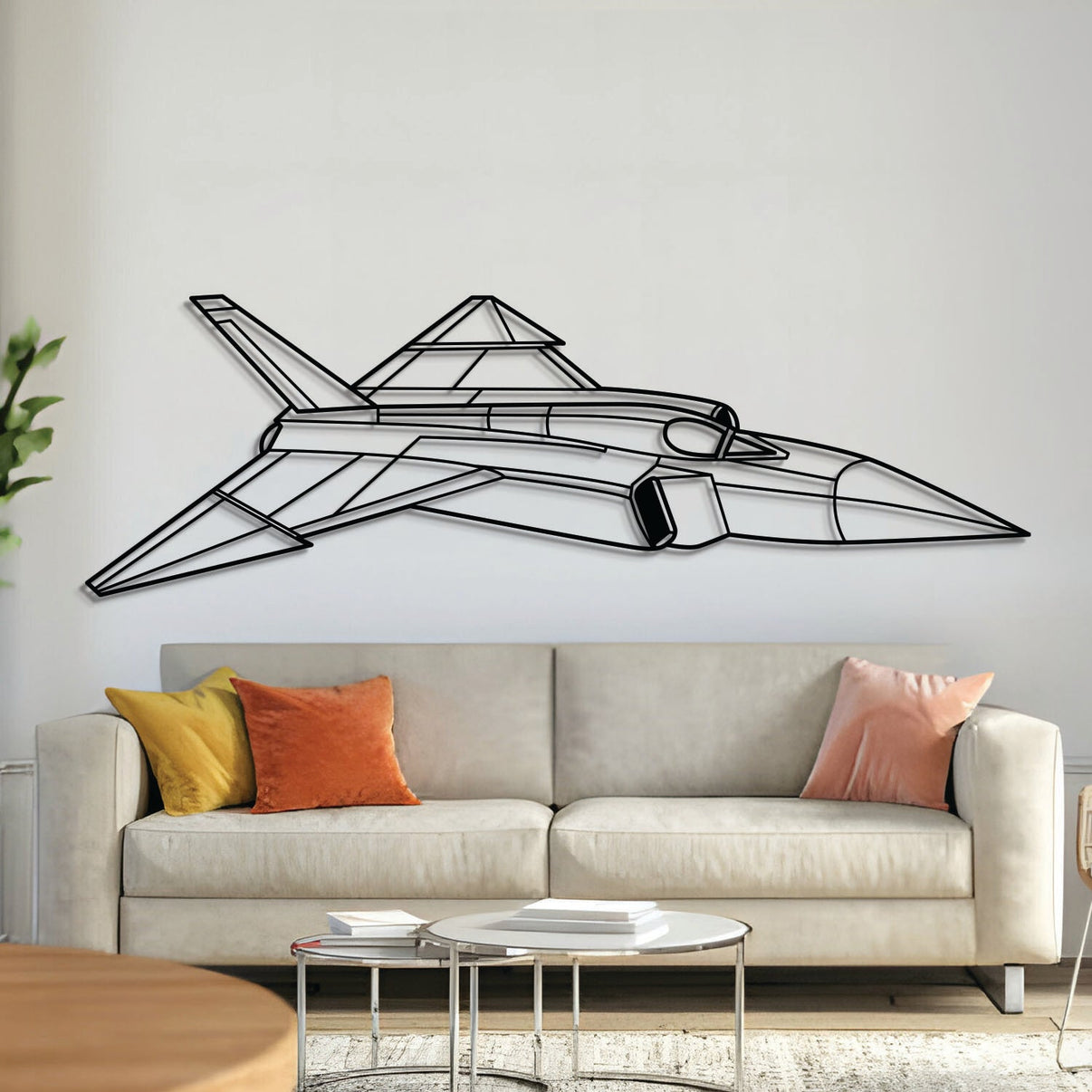 CF‑105 Arrow front metal aircraft wall art, laser‑cut 2 mm steel with matte powder coat and floating 3D effect