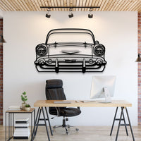 1957 Chevrolet Bel Air front view metal wall art – laser-cut steel silhouette with matte powder-coated finish