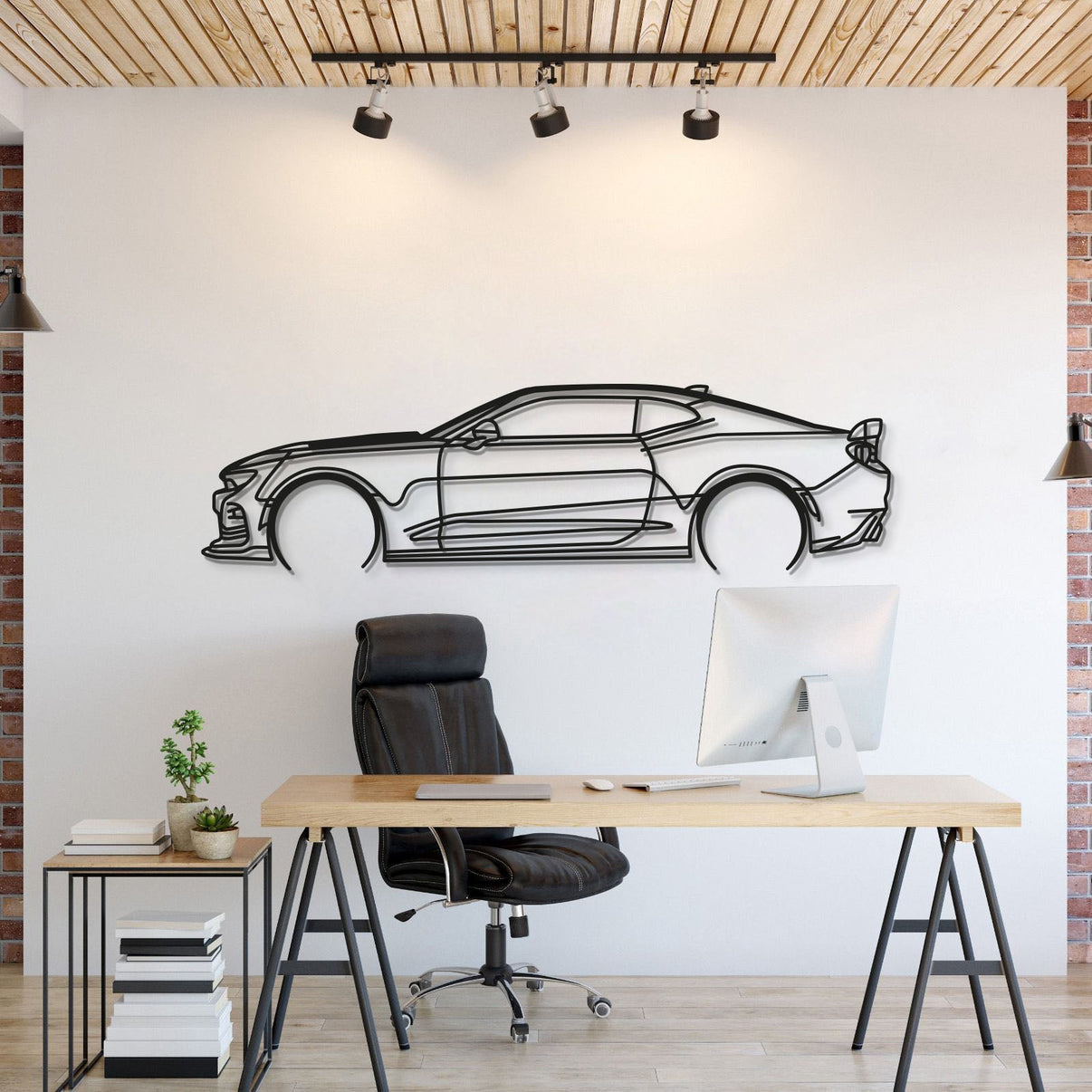 Chevrolet Camaro SS 1LE detailed metal car wall art silhouette for garage décor