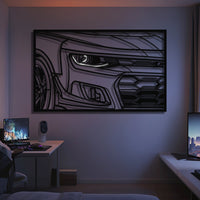 2024 Camaro ZLE 1LE front view metal neon frame wall art