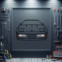 1994 Corvette front view neon-lit metal wall art silhouette