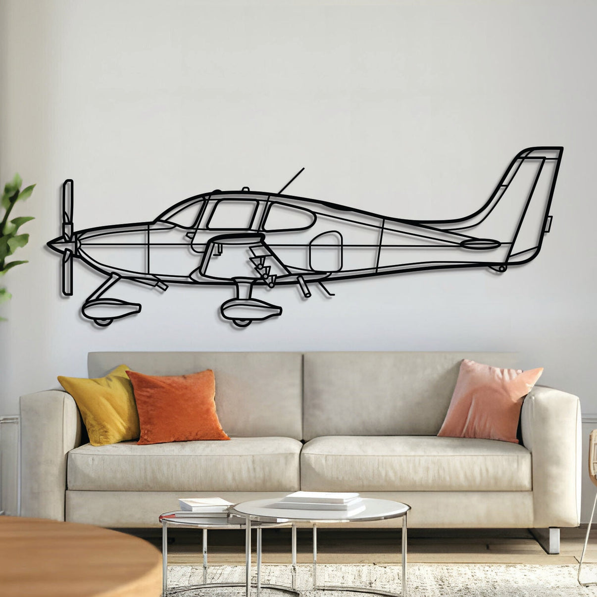 SR22T GTS turbocharged single-engine aircraft metal wall art – laser-cut black steel silhouette