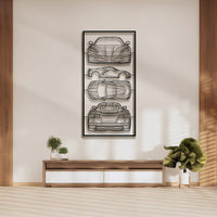 Corvette C8 quad profile metal frame silhouette wall art