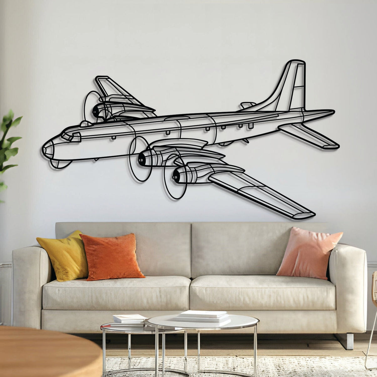 CP‑107 Argus Angle metal aircraft wall art in 2 mm laser‑cut steel with matte powder‑coated textured finish and 3D elevation screws