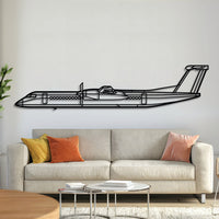 Dash 8 Q400 metal aircraft wall art – laser-cut 2 mm steel silhouette with matte textured finish and 3D floating effect