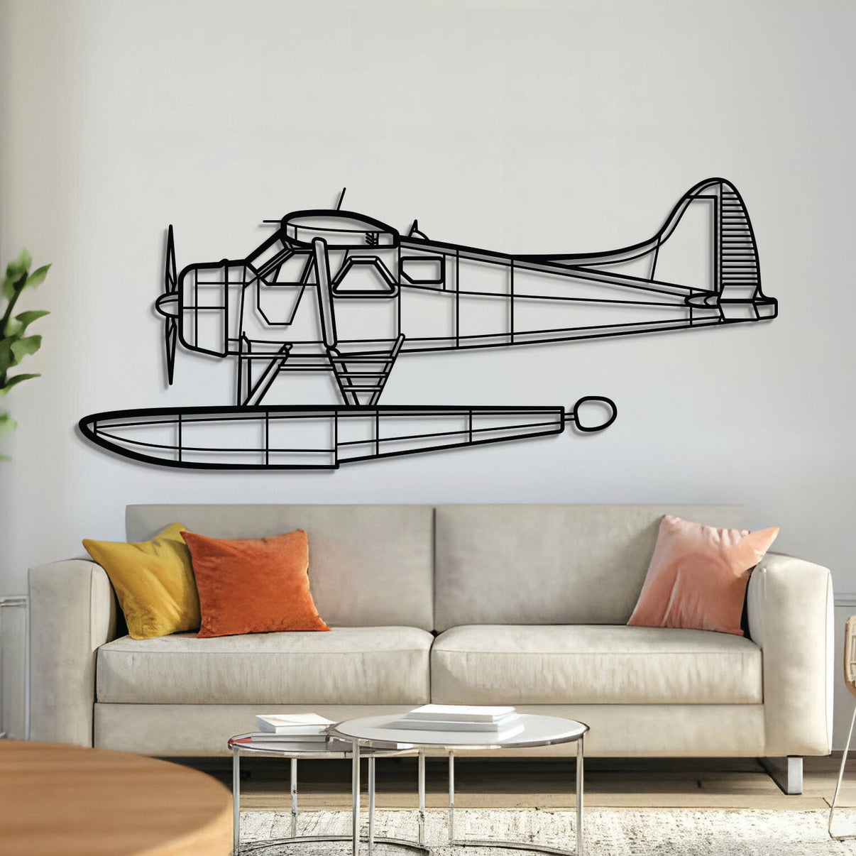 DHC-2 Mk I Beaver bush plane wall art, laser-cut 2 mm textured steel with matte finish