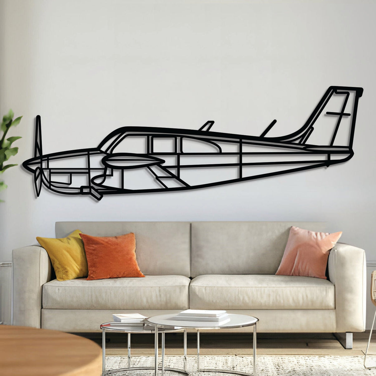 Debonair Top metal aircraft wall art, laser‑cut 2 mm steel with matte textured finish and 3D elevation detail