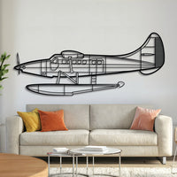 DHC-3T metal aircraft wall art in 2 mm laser-cut steel with matte powder-coated textured finish and 3D elevation screws