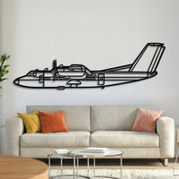 DHC-7 Beaver glider silhouette wall art, laser-cut 2 mm steel with matte textured finish and 3D elevation