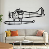 DHC-2 Mk III Turbo Beaver floatplane metal wall art – laser-cut matte black steel silhouette with floats