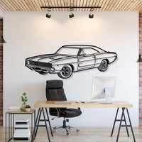 Dodge Charger R‑T (1968) perspective metal wall art – laser‑cut 2 mm textured steel with matte powder‑coat finish