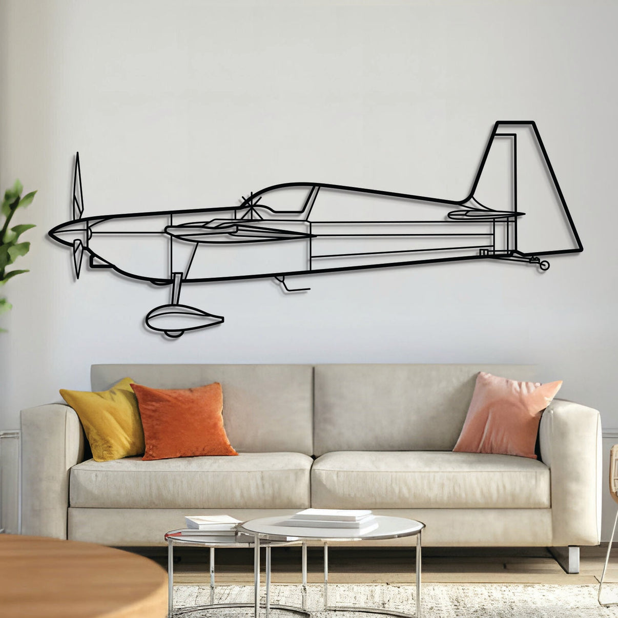Edge 540 metal aircraft wall art, laser-cut 2 mm steel with matte powder coat and floating 3D effect