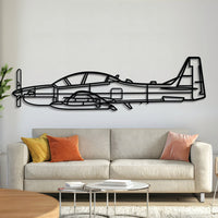 “EMB‑314 Super Tucano metal aircraft wall art, laser‑cut 2 mm steel with matte textured finish and 3D elevation