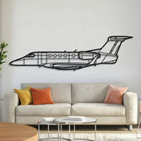 Embraer Phenom 300 business jet metal wall art – laser-cut matte black steel silhouette with floating 3D effect