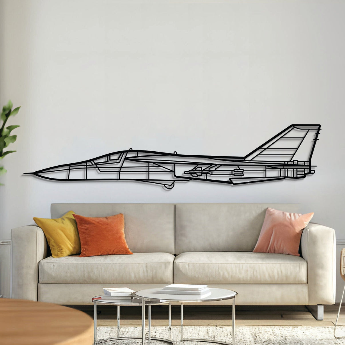 F‑111 Aardvark metal aircraft wall art in 2 mm laser‑cut steel with matte powder‑coated textured finish and 3D elevation screws