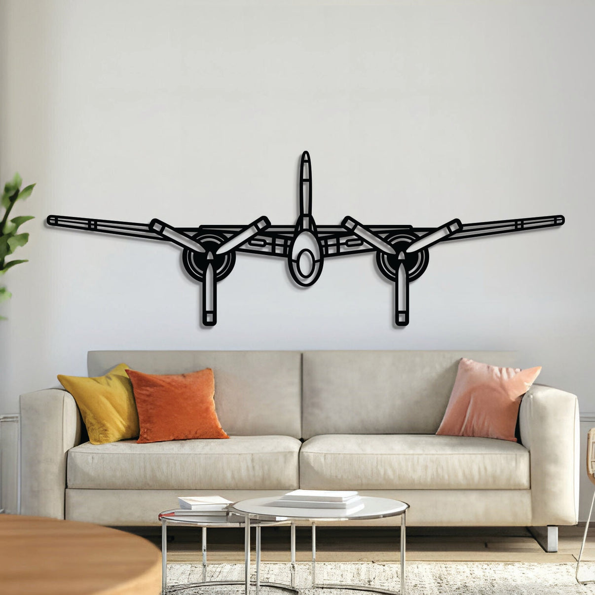 F‑7F Tigercat front-view metal aircraft wall art, laser-cut 2 mm steel with matte textured finish and 3D elevation