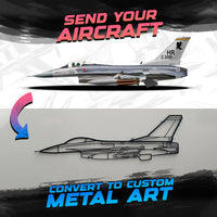 Custom aircraft silhouette metal wall art, laser-cut 2 mm textured steel with matte finish
