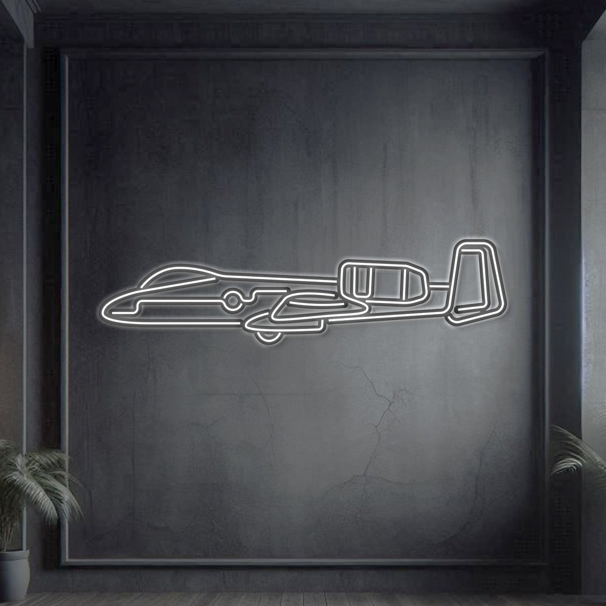 A-10 Thunderbolt 2 steel neon wall art, 2 mm laser-cut with matte powder coat and 3D floating effect