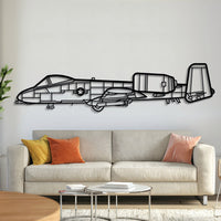 A-10 Thunderbolt II “Warthog” silhouette — laser-cut black metal wall art with subtle floating effect