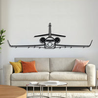 Falcon 2000LXS front metal aircraft wall art in 2 mm laser‑cut steel with matte powder‑coated textured finish and 1 cm elevation screws for a sleek floating 3D effect