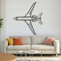 Falcon 900EX top-angle metal aircraft wall art in 2 mm laser‑cut steel with matte powder‑coated textured finish and 1 cm elevation screws for premium 3D effect