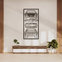 1967 Ford Mustang GT500 quad profile metal frame silhouette wall art