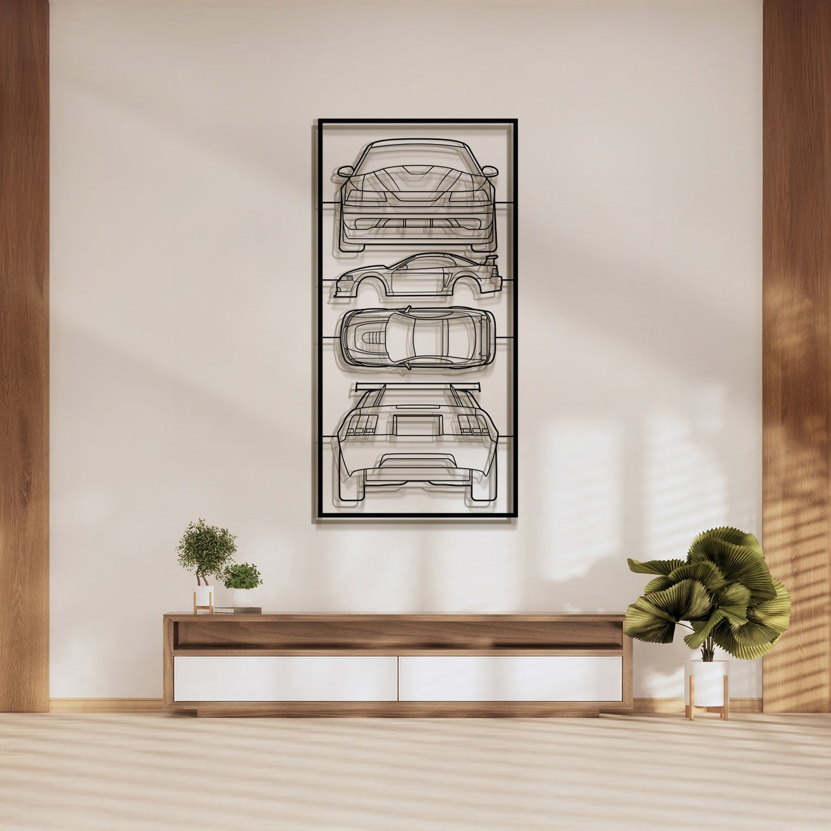 2000 Ford Mustang SVT Cobra R quad profile metal frame silhouette wall art