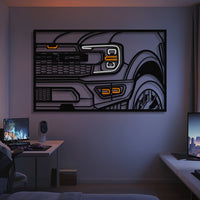 Ford F-150 Raptor front view metal neon frame wall art