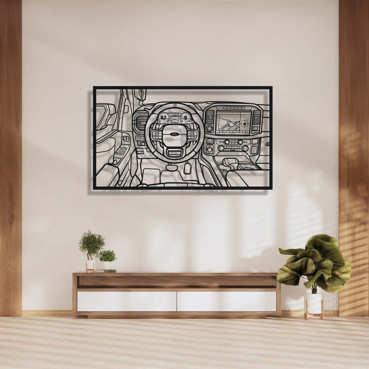 Ford F-150 Raptor driver’s cockpit metal frame wall art