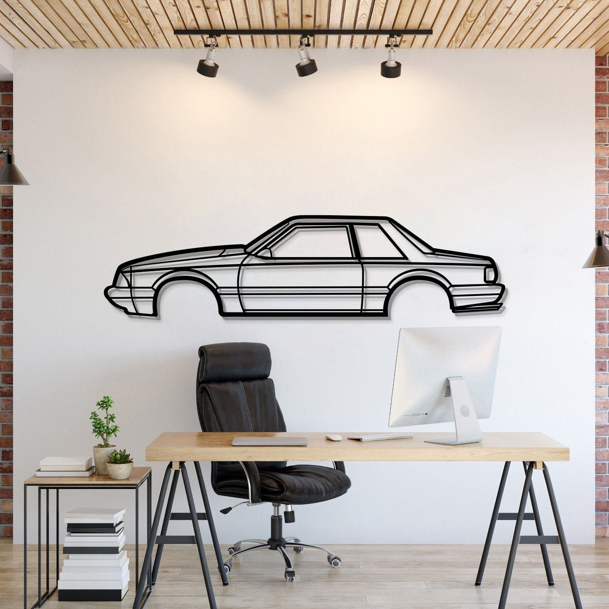 1989 Ford Mustang Foxbody Metal Wall Art Silhouette Classic Pony Car Decor