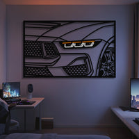 2024 Mustang GT front view metal neon frame wall art