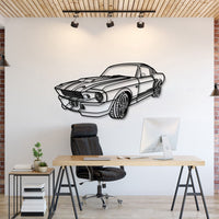 1967 Ford Mustang Shelby GT500 Fastback perspective metal wall art – iconic muscle car silhouette décor