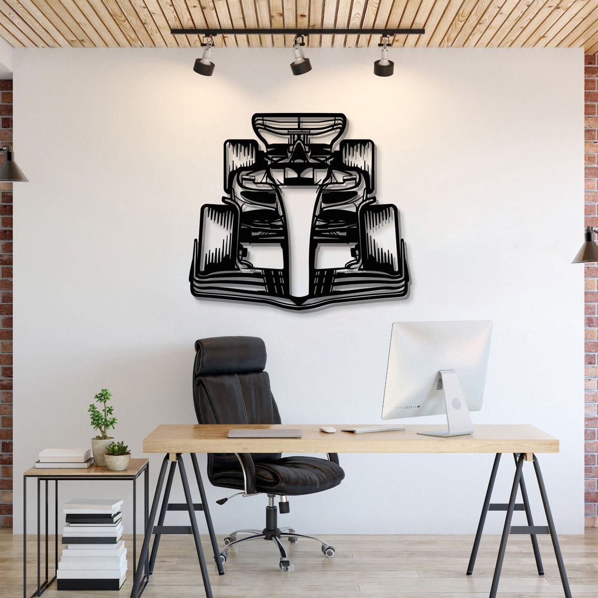 Formula 1 2022 front view metal car wall art brings dynamic racing energy to a modern living room