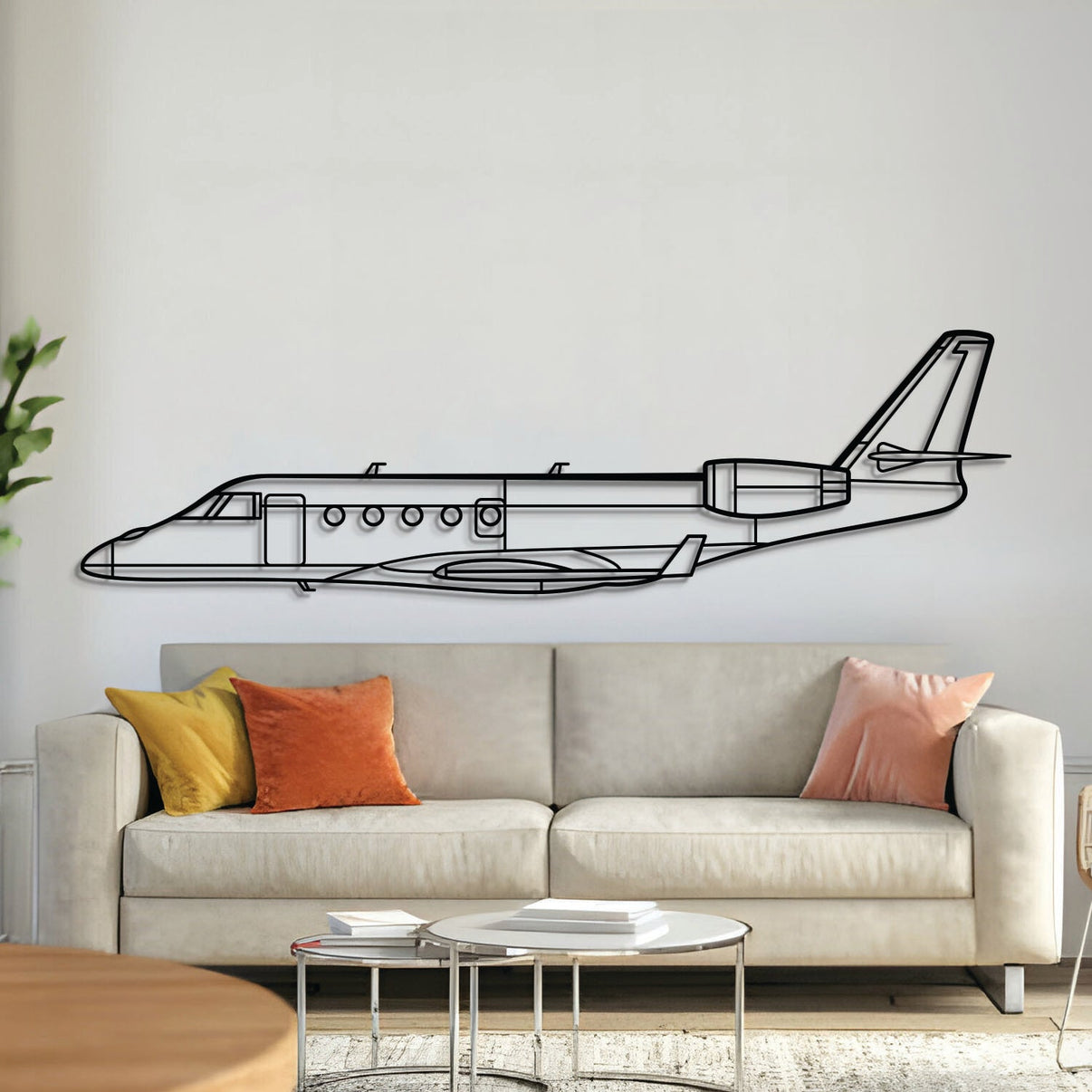G150 metal aircraft wall art, laser‑cut 2 mm steel with matte powder coat and floating 3D effect