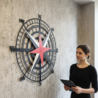 Spinning Compass Wall Art – Nautical Metal Decor - KAFMEKMO005