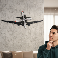 Airplane Wall Art with Spinning Propeller – Metal Aviation Decor - KAFMEKMO006