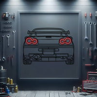 Nissan Skyline GT‑R R34 rear view metal neon wall art – laser‑cut steel décor honoring the legendary JDM supercar