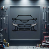 BMW i8 front silhouette neon wall art – ready‑to‑hang futuristic car décor for garage, living room, or office