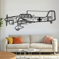 Junkers Ju 87 Stuka dive bomber metal wall art – laser-cut matte black steel silhouette with distinctive inverse gull wings