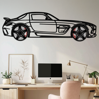 Mercedes SLS AMG Metal Wall Art – Rotating Wheel Car Silhouette • Luxury Automotive Decor • Perfect Gift for Car Lovers - KAFMEKA075