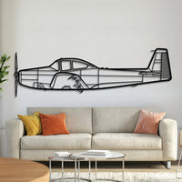 L‑17 Navion metal aircraft wall art in 2 mm laser‑cut steel with matte powder‑coated textured finish and 1 cm elevation screws for impressive 3D effect