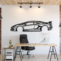 Aventador SVJ metal car wall art adds supercar drama to a modern living room