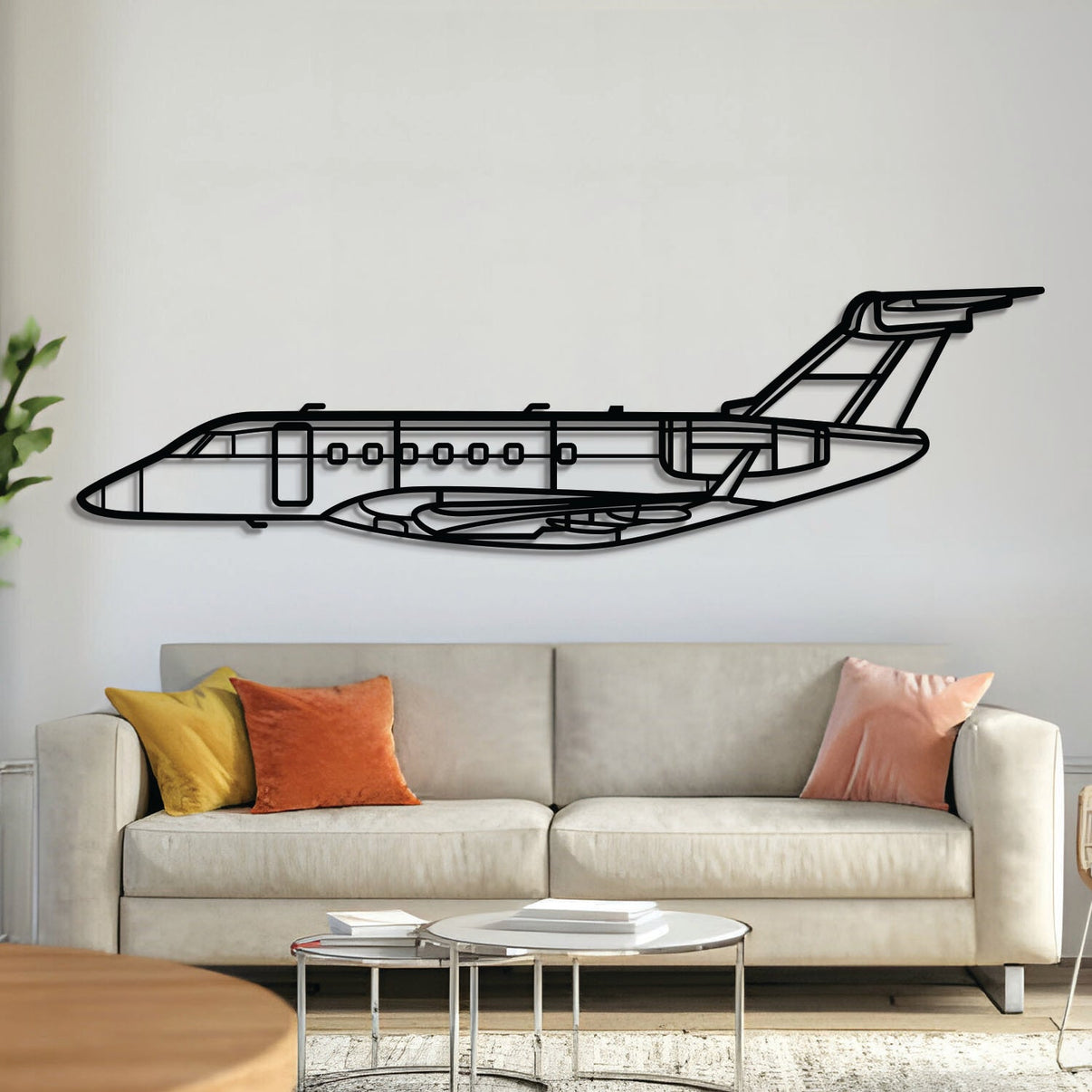 Legacy 500 metal aircraft wall art, laser‑cut 2 mm steel with matte textured finish and 3D elevation