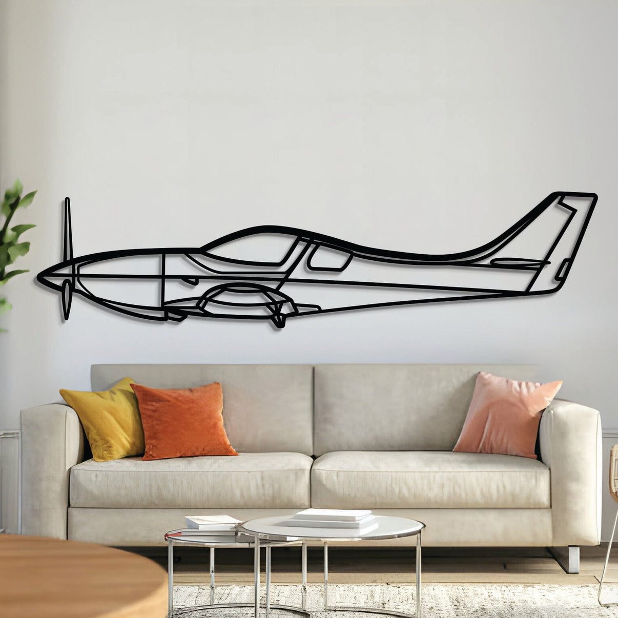 Legacy metal aircraft wall art, laser‑cut 2 mm steel with matte textured finish and 3D elevation