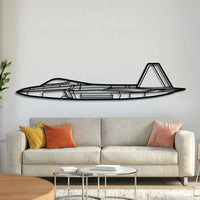 Lockheed Martin F‑22 Raptor stealth air superiority fighter wall art, laser‑cut textured steel with matte finish
